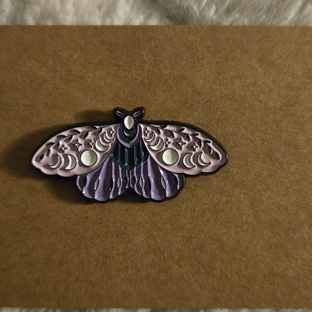 Purple and Black Moth Enamel Pin 3/$15